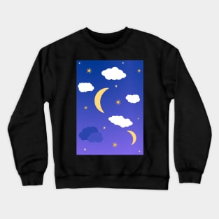 Half moon, stars and cloud t-shirt print - ombre Crewneck Sweatshirt